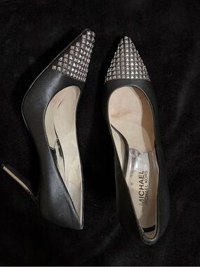 Michael Kors Black Pointed Stud-Embellished Pumps